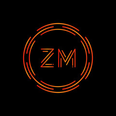 Initial ZM Logo Design Vector Template. Digital Circle Letter ZM Business Logo Vector Illustration