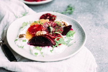 Beetroot and Bloody Orange Vegetarian Salad