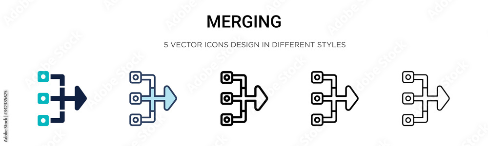 Poster merging icon in filled, thin line, outline and stroke style. vector illustration of two colored and 