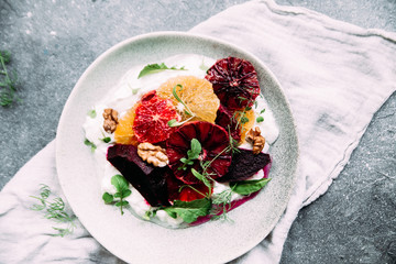 Beetroot and Bloody Orange Vegetarian Salad