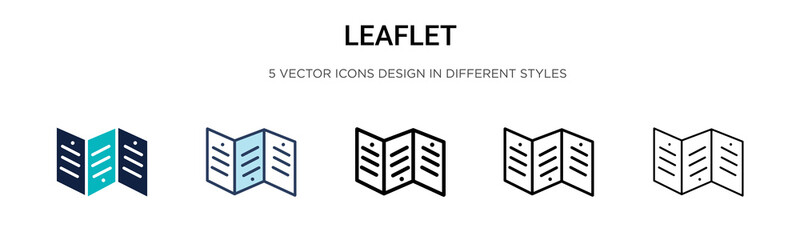 Leaflet icon in filled, thin line, outline and stroke style. Vector illustration of two colored and black leaflet vector icons designs can be used for mobile, ui, web