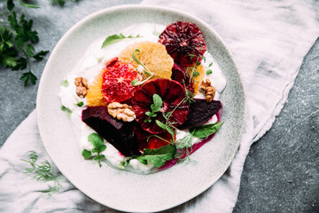 Beetroot and Bloody Orange Vegetarian Salad