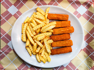 British Traditional fish and chips and tartar sauce
