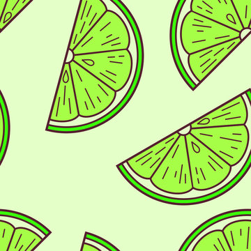 Key lime fruit seamless pattern. Vector illustration