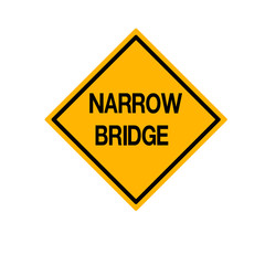 Narrow Bridge Road Sign, Vector Illustration, Isolate On White Background, Label ,Label.