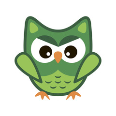 Owl funny stylized icon symbol green colors - 342387426