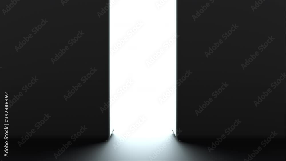 Poster opening gates with shine, computer generated. 3d rendering of automatic sliding doors. abstract back