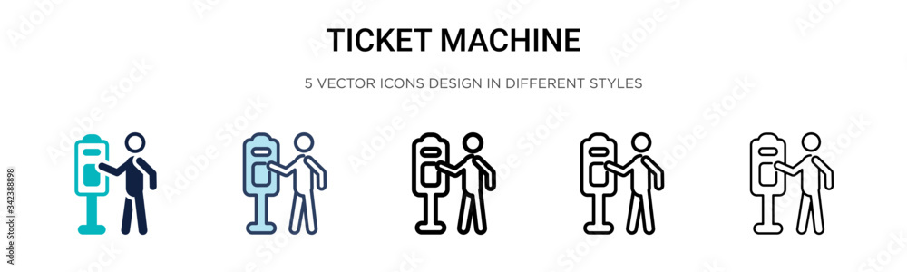 Poster ticket machine icon in filled, thin line, outline and stroke style. vector illustration of two color