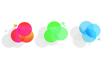 Art piece of paint with red orange green and blue circles with gradient fill ins creating shadows against the white background representing a number of things as mood, subconscious, thinking, creative