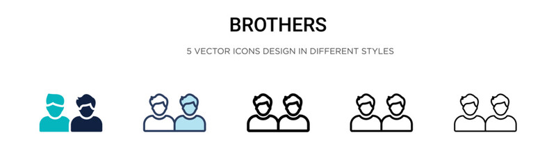 Brothers icon in filled, thin line, outline and stroke style. Vector illustration of two colored and black brothers vector icons designs can be used for mobile, ui, web