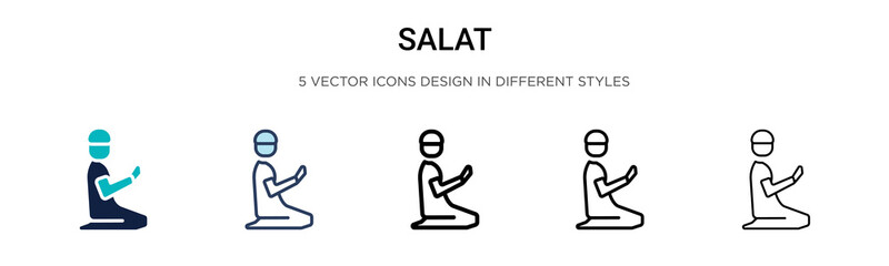 Salat icon in filled, thin line, outline and stroke style. Vector illustration of two colored and black salat vector icons designs can be used for mobile, ui, web