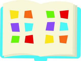 Book icon. Open book. The cover of the book. Book with illustrations. Vector icon.