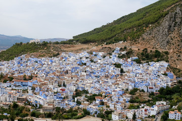 Aerial view of Chefchaouen town in Morocco.