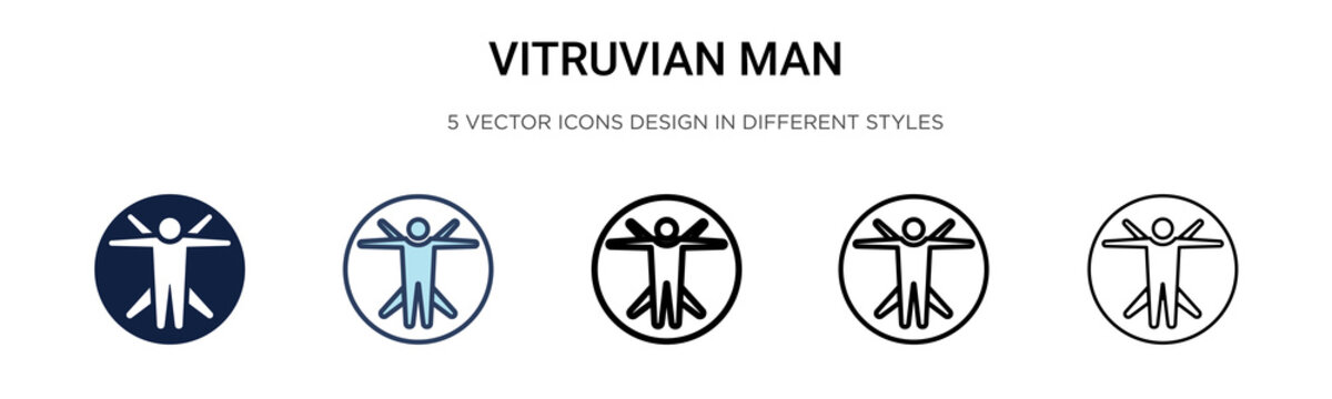 Vitruvian man icon in filled, thin line, outline and stroke style. Vector illustration of two colored and black vitruvian man vector icons designs can be used for mobile, ui, web
