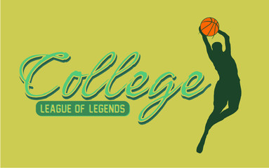 College basketball athletic academy print and embroidery graphic design vector art