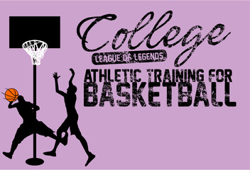 College basketball athletic academy print and embroidery graphic design vector art