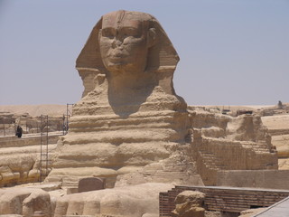 Egypt. Sphinx at pyramid complex of Giza