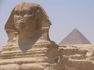 Egypt. Sphinx at pyramid complex of Giza