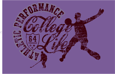 Fototapeta na wymiar College basketball athletic academy print and embroidery graphic design vector art
