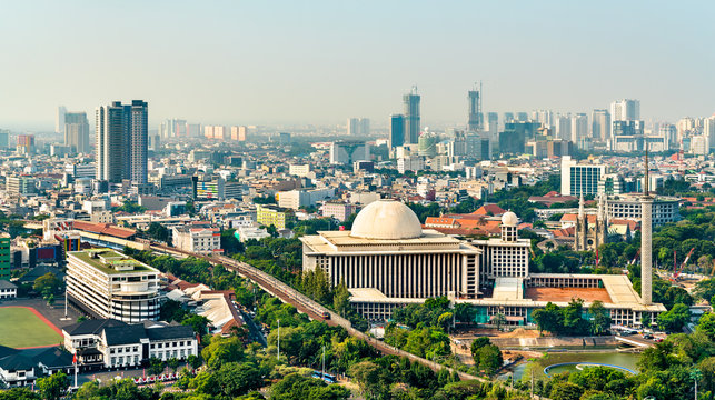 Istiqlal Mosque in Jakarta, Indonesia. The largest mosque in Southeast Asia