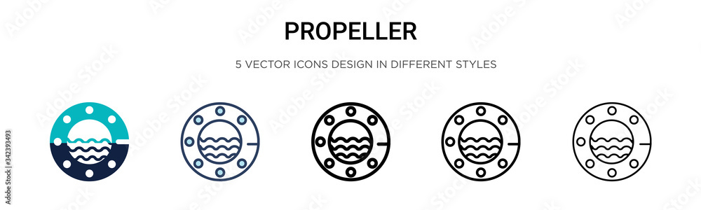 Poster propeller icon in filled, thin line, outline and stroke style. vector illustration of two colored an