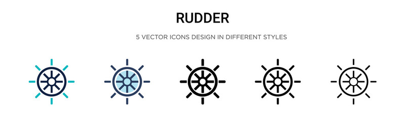 Rudder icon in filled, thin line, outline and stroke style. Vector illustration of two colored and black rudder vector icons designs can be used for mobile, ui, web © Digital Bazaar