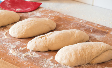 Raw homemade bread without baking