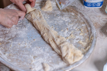 Preparing the dough for baking