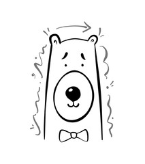 Vector Kids t-shirt print with Hand drawn polar bearwith a bow.