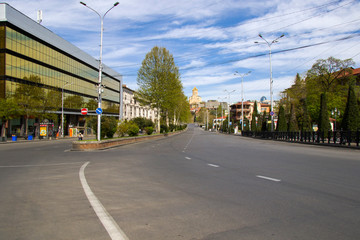 Fototapeta na wymiar empty street and highway in quarantine 