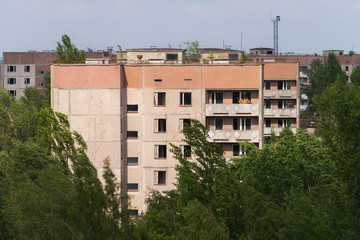 Obraz premium Houses in abandoned ghost town Pripyat in Chernobyl zone