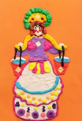 Children plasticine crafts of Dymkovo toy view