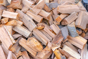 Firewood is piled in a large number