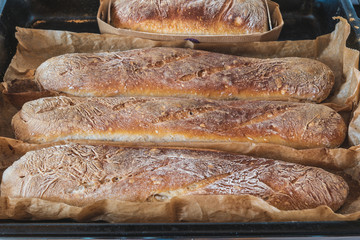 Freshly baked homemade bread traditional French recipe