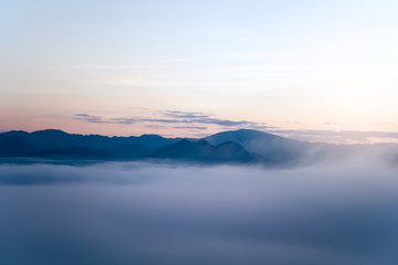 Fototapeta na wymiar Yun Rai misty mountain foggy sunrise view point.