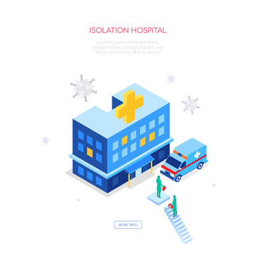 Isolation Hospital - Modern Colorful Isometric Web Banner