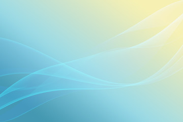 Futuristic, abstract translucent wavy and glowing red lines on a gradient blue, green and yellow background.