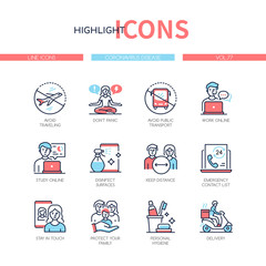 Coronavirus disease - line design style icons set