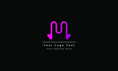 Music Letter logo template. Letter M. Vector Illustration. music logo design inspiration . music icon design template . letter M for music logo . modern letter M icon . pink logo design