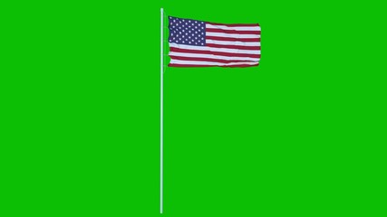 Fototapeta premium USA Flag Waving on wind on green screen or chroma key background. 3d rendering