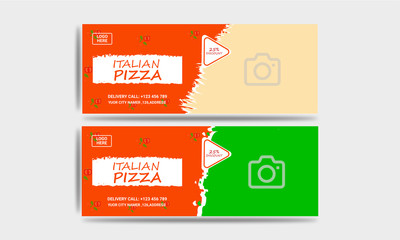 Italian Pizza face book cover social media banner template.