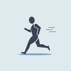 Fototapeta na wymiar running man on white blue background in flat modern style vector symbol