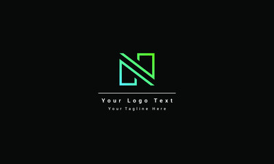 Letter N logo, Round shape symbol, green and blue color, Technology and digital abstract logo template 