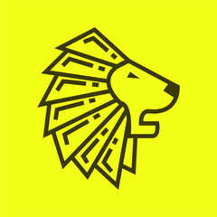 Lion Line Art Design Template