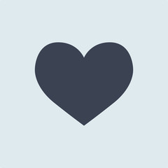 Heart icon. vector symbol blue color in simple flat style on white blue background