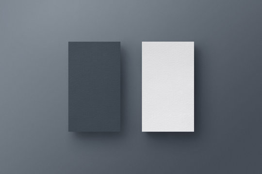 Blank paper cards for branding on grey background. Retouch