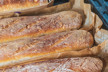 Freshly baked homemade bread traditional French recipe