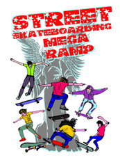 street sports skateboarders print embroidery graphic design vector art