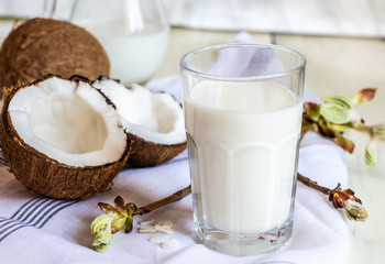 coconut milk in a glass 