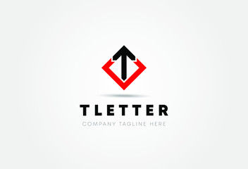 Abstract letter T arrow vector logotype. Line hexagon creative simple logo design template.